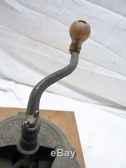 Antique Ornate Cast Iron Lap Coffee Grinder Burr Mill Kitchen Tool
