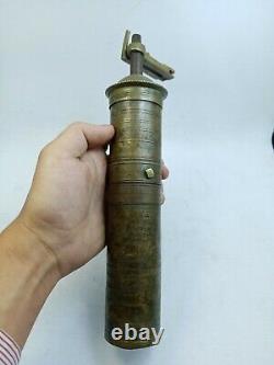 Antique Ottoman Brass Coffee Grinder Stamped Turkey Mill Handle Turkish Spise