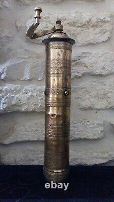 Antique Ottoman Heavy Brass XXL Coffee/ Pepper Grinder Mill 35.5 cm Working