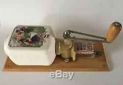 Antique PEUGEOT FRERES Wall Coffee Grinder France BEARN Sgd R. Foullio 1936