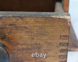 Antique Parker National Coffee Mill Model 402 Wood Box Hand Crank W. Geared Lid