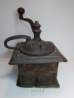 Antique Parkers National Coffee Mill Model 401 With Handle Grinder