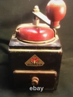 Antique PeDe Dienes Coffee Grinder Rare Dark Wood with a Great Patina