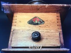 Antique PeDe Dienes Coffee Grinder Rare Well & Cover Design Great Patina c. 1920s