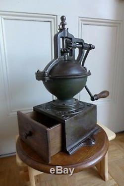 Antique Peugeot Freres Brevetes NO. 2 Cast Iron Coffee Grinder With Drawer Shop