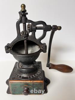 Antique Peugeot Freres Brevettes Model A Iron Coffee Mill Works/Great Paint/1881
