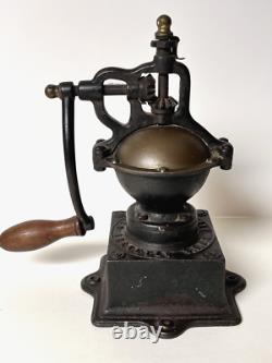 Antique Peugeot Freres Brevettes Model A Iron Coffee Mill Works/Great Paint/1881