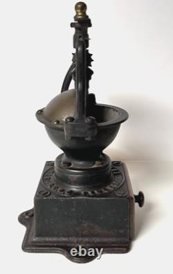Antique Peugeot Freres Brevettes Model A Iron Coffee Mill Works/Great Paint/1881