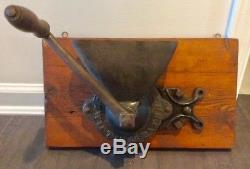 Antique Primitive 1845 Cast Iron Wall Mount B. SWIFT COFFEE GRINDER 2, Works