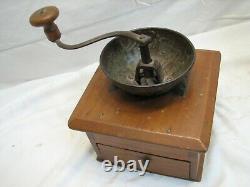 Antique Primitive Cast Iron Lap Coffee Grinder Burr Mill Kitchen Tool