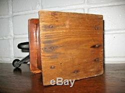 Antique Primitive Coffee Grinder Mahogany Wood Box Fancy Cast Iron Cir. 1890