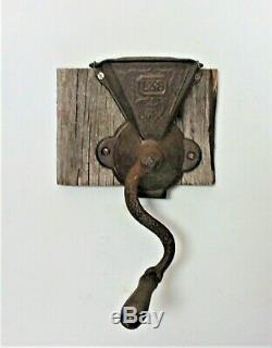 Antique Primitive L&S Wall Mount Cast Iron Coffee Grinder