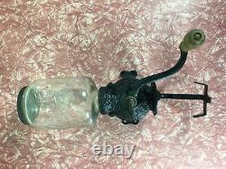 Antique Primitive Wall Mount Arcade Crystal No 3 Coffee Grinder Cast Iron Glass