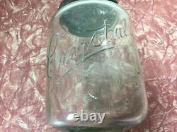 Antique Primitive Wall Mount Arcade Crystal No 3 Coffee Grinder Cast Iron Glass