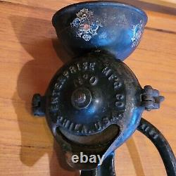 Antique RARE Old 14 Black Enterprise Cast Iron Hand Crank Coffee Grinder No 0