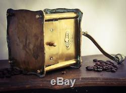 Antique REKORD Coffee grinder Brass table box hand crank Mill