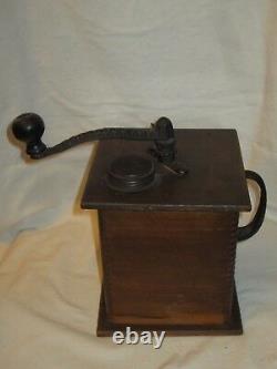 Antique Rapid Coffee Mill No 42 Wood Square Coffee Grinder Drawer