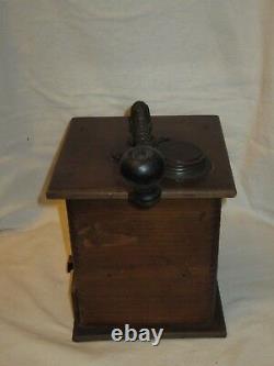 Antique Rapid Coffee Mill No 42 Wood Square Coffee Grinder Drawer