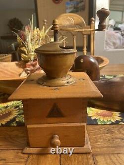 Antique Rare German Schutz Marke Sternmuhle Hand Crank Coffee MILL Grinder Wood