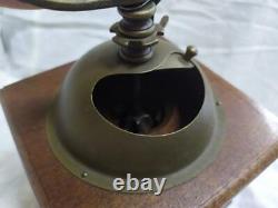 Antique Rare UNIQUE Hand Mill Brass Metal Vintage Wood Coffee Grinder Millstones