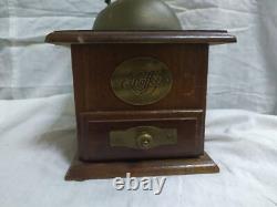 Antique Rare UNIQUE Hand Mill Brass Metal Vintage Wood Coffee Grinder Millstones