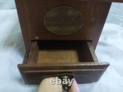 Antique Rare UNIQUE Hand Mill Brass Metal Vintage Wood Coffee Grinder Millstones