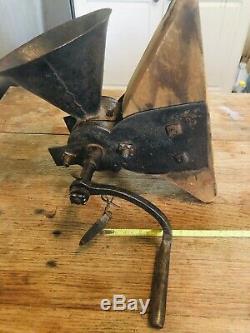 Antique Rare Wall Mount Coffee Grinder With Cadt Iron Handle Drop Cup Funnel