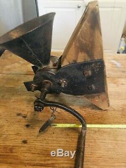 Antique Rare Wall Mount Coffee Grinder With Cadt Iron Handle Drop Cup Funnel