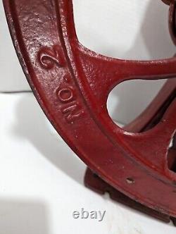 Antique Red 16 Wheel NO 2 Cast Iron Coffee Grinder