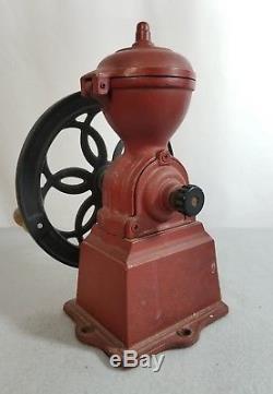 Antique Red Cast Iron Coffee Hand Cranked Coffee Mill Grinder 10 Made in Japan