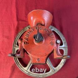 Antique Red Cast Iron Export Family Grist Mill Coffee/Grain Grinder