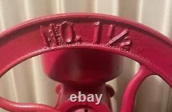 Antique Red Cast Iron Single Wheel Manual 12 Coffee Grinder NO. 1-1/2