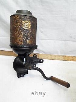 Antique Royal Cast Iron Coffee Mill Wall Grinder Tin Hopper Kitchen Tool 1894