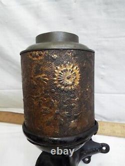 Antique Royal Cast Iron Coffee Mill Wall Grinder Tin Hopper Kitchen Tool 1894