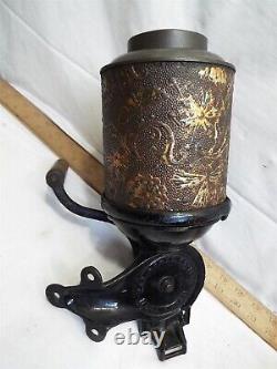 Antique Royal Cast Iron Coffee Mill Wall Grinder Tin Hopper Kitchen Tool 1894