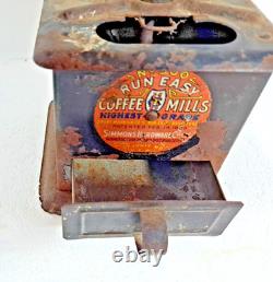 Antique Run Easy Wooden/Cast Iron Coffee Mill Simmons Hardware, St. Louis USA