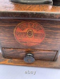 Antique Run Easy Wooden/Cast Iron Coffee Mill Simmons Hardware, St. Louis USA