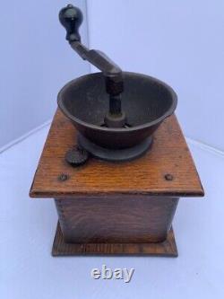 Antique Run Easy Wooden/Cast Iron Coffee Mill Simmons Hardware, St. Louis USA