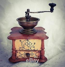Antique Saxony Coffee Grinder CELLULOID mill Moulin cafe Molinillo kaffeemuehle