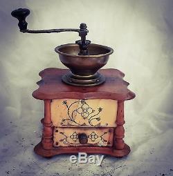 Antique Saxony Coffee Grinder CELLULOID mill Moulin cafe Molinillo kaffeemuehle
