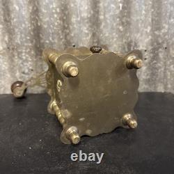 Antique Solid Brass COFFEE GRINDER with Drawer and Hand Crank VINTAGE