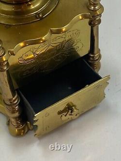 Antique Solid Brass Coffee Grinder with Drawer and Hand Crank