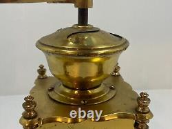 Antique Solid Brass Coffee Grinder with Drawer and Hand Crank