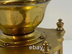 Antique Solid Brass Coffee Grinder with Drawer and Hand Crank