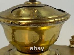 Antique Solid Brass Coffee Grinder with Drawer and Hand Crank