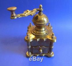 Antique Solid Brass Coffee Grinder with Mermaid Handle