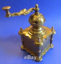 Antique Solid Brass Coffee Grinder with Mermaid Handle
