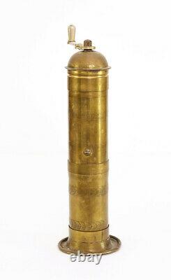 Antique Solid Brass Cylinder Coffee Mill Grinder C August Lehnartz 10 GERMANY