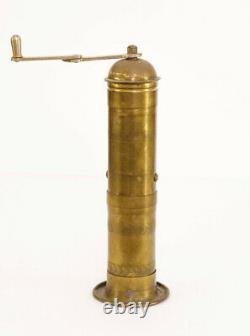 Antique Solid Brass Cylinder Coffee Mill Grinder C August Lehnartz 10 GERMANY