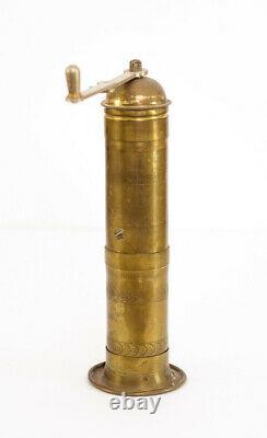 Antique Solid Brass Cylinder Coffee Mill Grinder C August Lehnartz 10 GERMANY